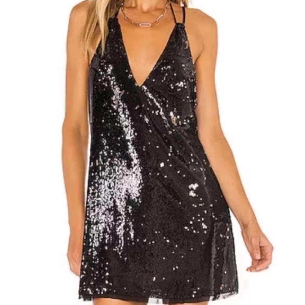 Free People Black Sequin Slip Dress